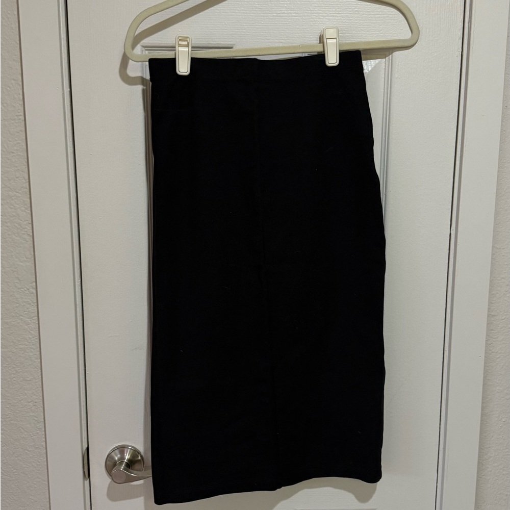 Aritzia Banting Elegant Stretch Black Women's Pencil Skirt High Slit - Picture 6 of 7
